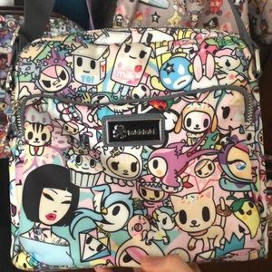 Tokidoki Crossbody Bag Gray Strap Teal Lining